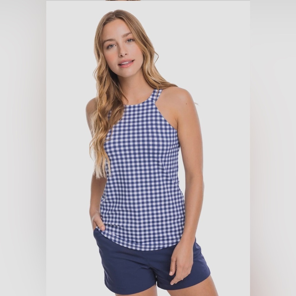 SOUTHERN TIDE JENNIFER GINGHAM PERFORMANCE TANK TOP